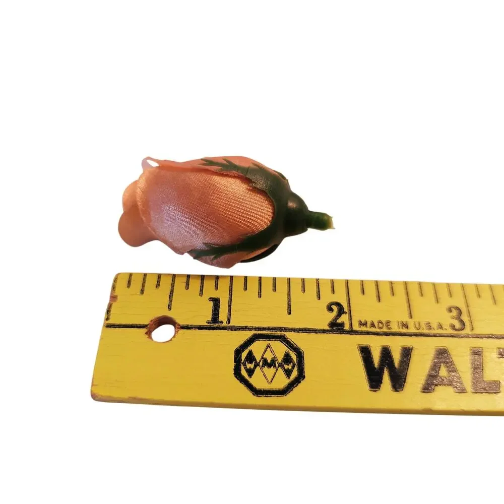 105 Peach Color Satin Rose Head Lot Open Roses Buds Stemless Wedding Craft Decor